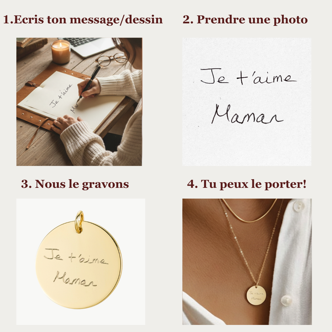 Pendentif rond | Dessin et écriture