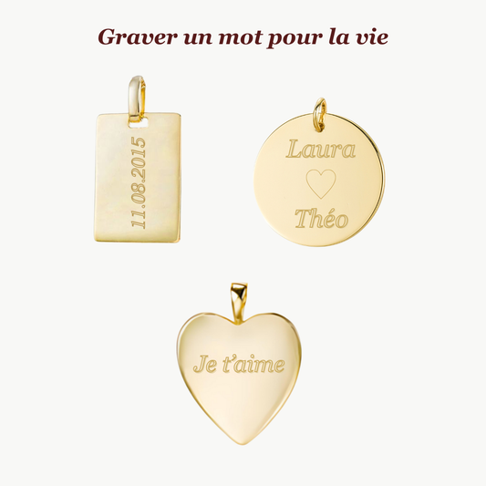 Gravure Texte & Symbole | Argent Plaqué Or