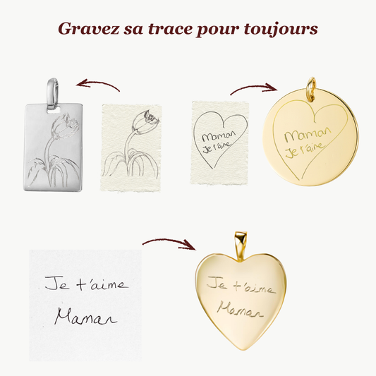 Gravure Dessin & Ecriture| Argent Plaqué Or
