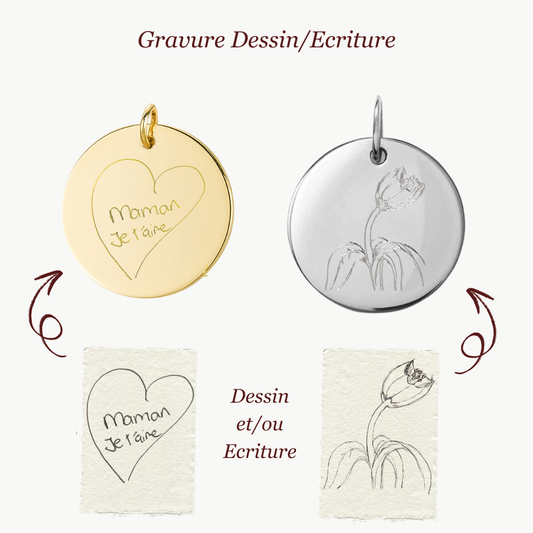 Pendentif rond | Dessin et écriture