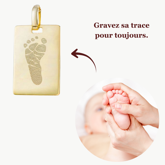 Pendentif Rectangle | empreinte de main/pied